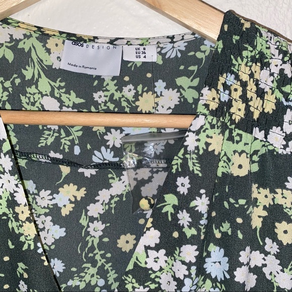 GREEN FLORAL MIDI DRESS (ASOS) NWT - Picture 3 of 8